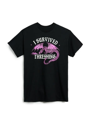 Fourth Wing: I Survived Threshing (Pink Dragon) Unisex T-Shirt XXX-Large by Out of Print