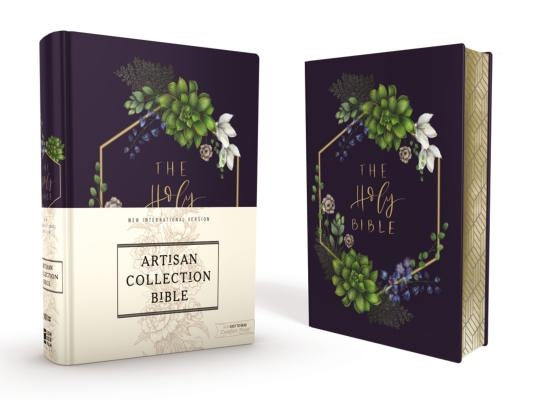 Niv, Artisan Collection Bible, Cloth Over Board, Navy Floral, Designed Edges Under Gilding, Red Letter Edition, Comfort Print by Zondervan