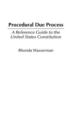 Procedural Due Process: A Reference Guide to the United States Constitution by Wasserman, Rhonda