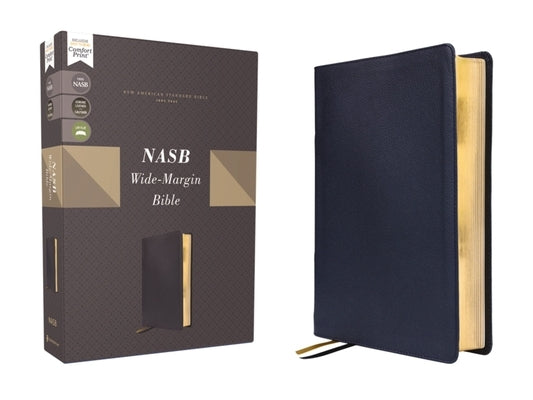 Nasb, Wide Margin Bible, Genuine Leather, Calfskin, Navy, Red Letter, 1995 Text, Comfort Print by Zondervan