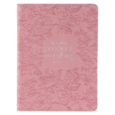 Christian Art Gifts Classic Handy-Sized Journal More Precious Than Rubies Proverbs 3:15 Bible Verse Inspirational Scripture Notebook W/Ribbon, Debosse by Christianart Gifts