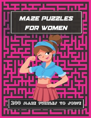 maze puzzles for women: 200 maze puzzles to solve, Brain Challenging Maze Game Book for womens, girls by One Az, Red