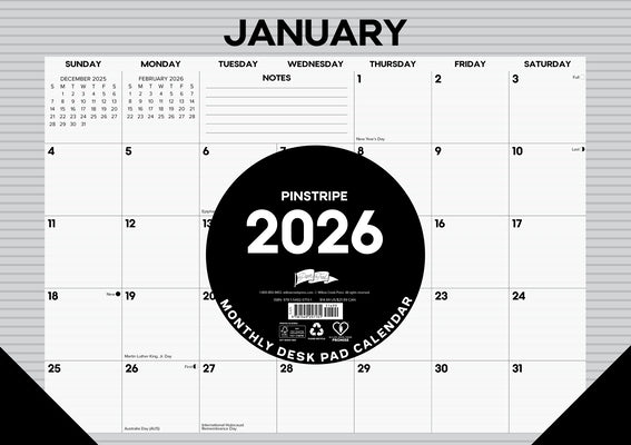 Pinstripe 2026 17 X 12 Small Monthly Deskpad by Willow Creek Press
