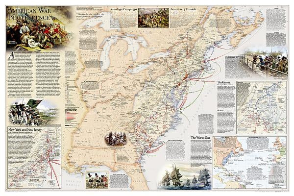 National Geographic Battles of the Revolutionary War and War of 1812 Wall Map - Laminated (Poster Size: 36 X 24 In) by National Geographic Maps