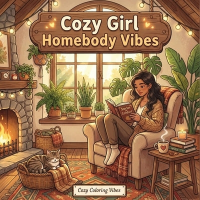 Cozy Girl Homebody Vibes: Cute Coloring Book for Adults & Teens Easy Bold Line Hygge Designs of Relaxing Home Scenes, Quiet Daily Moments & Everyday C by Vibes, Cozy Coloring
