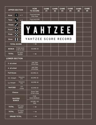 Yahtzee Score Record: Yahtzee Games Record Score, Scoresheet Keeper Notebook, Yahtzee Score Sheet, Yahtzee Score Card, Write in the Player N by Publishing, Bg