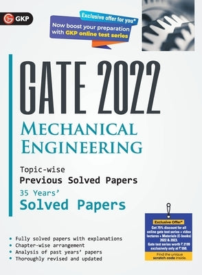 Gate 2022 Mechanical Engineering - 35 Years Topic-Wise Previous Solved Papers by G K Publications (P) Ltd