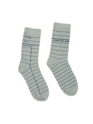 Library Card (Light Gray) Socks - Large by Out of Print