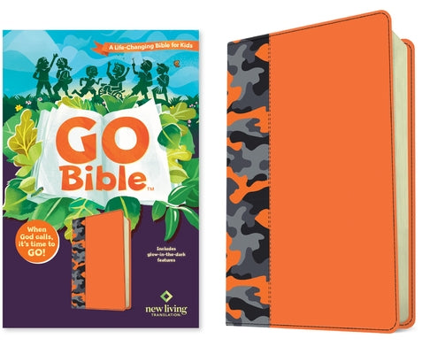 NLT Go Bible for Kids (with Glow-In-The-Dark Features) (Leatherlike, Orange Camo): A Life-Changing Bible for Kids by New Living Translation