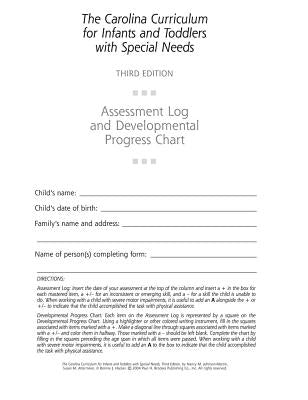 The Carolina Curriculum for Infants and Toddlers with Special Needs (Ccitsn) Assessment Log and Developmental Progress Chart by Johnson-Martin, Nancy