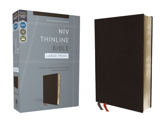 NIV, Thinline Bible, Large Print, Bonded Leather, Black, Red Letter Edition by Zondervan