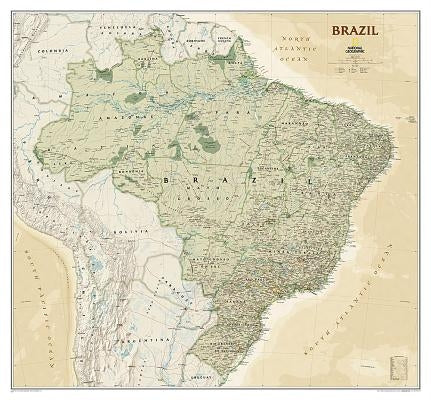National Geographic Brazil Wall Map - Executive - Laminated (41 X 38 In) by National Geographic Maps