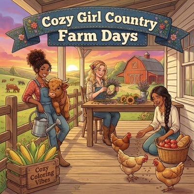 Cozy Girl Country Farm Days: Cute Relaxing Adult Activity Coloring Book Aesthetic Comfy Hygge Fun Homebody, Rustic, Daily Living, & Peaceful Rural Ani by Vibes, Cozy Coloring