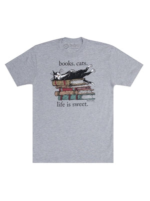 Books. Cats. Life Is Sweet. Unisex T-Shirt XXX-Large by Out of Print