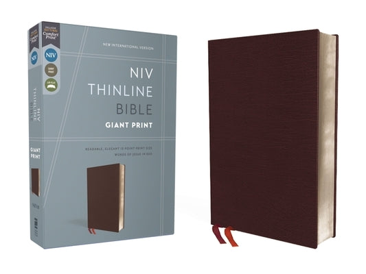 NIV, Thinline Bible, Giant Print, Bonded Leather, Burgundy, Red Letter Edition by Zondervan