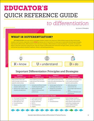 Educator's Quick Reference Guide to Differentiation by Westphal, Laurie E.