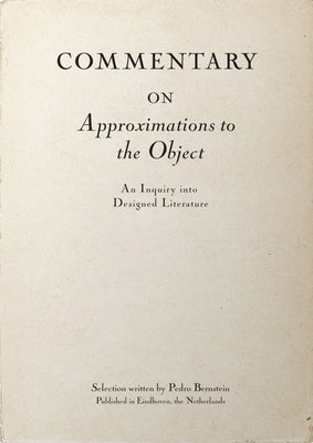 Commentary on Approximations to the Object: Readings in Designed Literature by Bernstein, Pedro