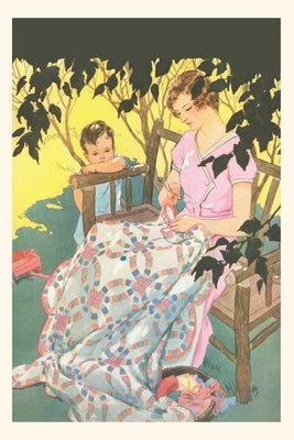 Vintage Journal Woman Mending Blanket by Found Image Press