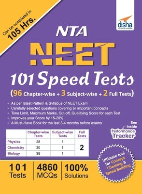 NTA NEET 101 Speed Tests (96 Chapter-wise + 3 Subject-wise + 2 Full) by Disha Experts