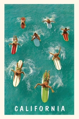 The Vintage Journal Aerial View of Surfers with Colorful Boards, California by Found Image Press