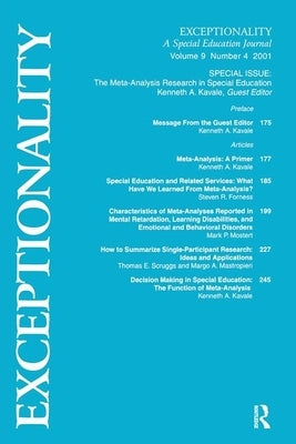 The Meta-Analysis Research in Special Education: A Special Issue of Exceptionality by Kavale, Kenneth A.