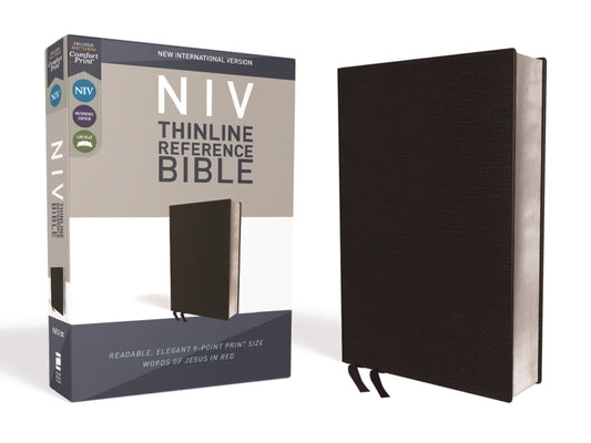 NIV, Thinline Reference Bible, Bonded Leather, Black, Red Letter Edition, Comfort Print by Zondervan