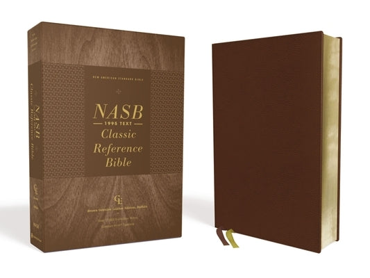 Nasb, Classic Reference Bible, Genuine Leather, Buffalo, Brown, Red Letter, 1995 Text, Art Gilded Edges, Comfort Print by Zondervan