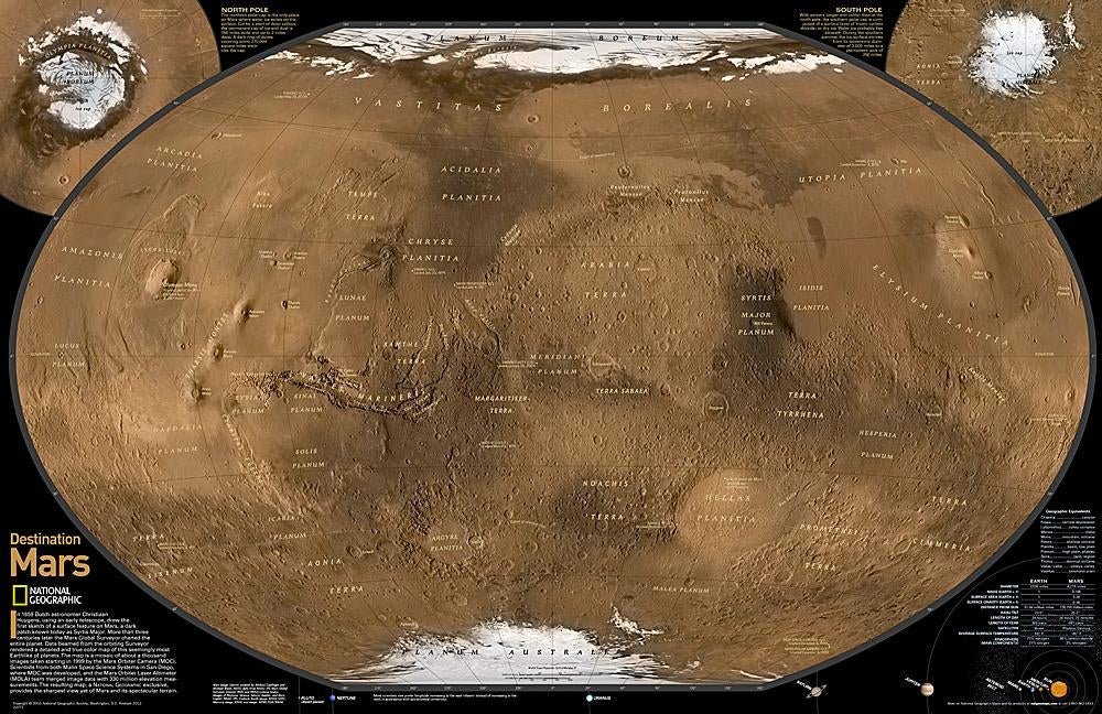 National Geographic Mars Wall Map (31.25 X 20.25 In) by National Geographic Maps