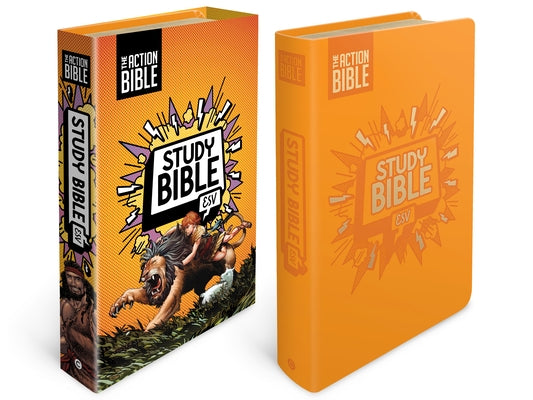 The Action Bible Study Bible Esv, Leathersoft, Orange, Full Color by David C Cook