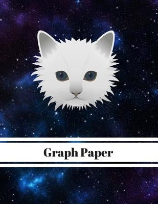Graph Paper White Kitty In Galaxy by Books, Shellbelle
