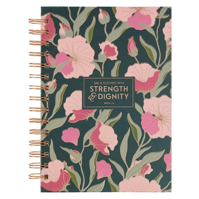 Christian Art Gifts Inspirational Journal, Strength & Dignity Wide Ruled Notebook, Proverbs 3:5 Bible Verse, Green, 192 Lined Pages W/Scripture, (8.4" by Christian Art Gifts