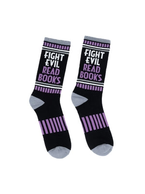 Fight Evil, Read Books Gym Socks - Large by Out of Print