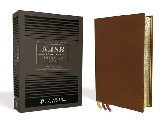 Nasb, Thinline Bible, Premium Goatskin Leather, Brown, Premier Collection, Black Letter, Gauffered Edges, 2020 Text, Comfort Print by Zondervan