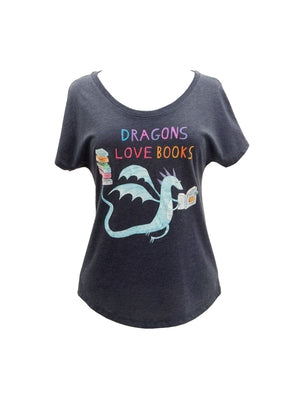 Dragons Love Books Women's Relaxed Fit T-Shirt X-Large by Out of Print