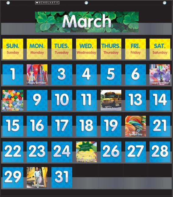 Monthly Calendar (Black) Pocket Chart by Scholastic