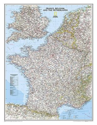 National Geographic France, Belgium, and the Netherlands Wall Map - Classic - Laminated (23.5 X 30.25 In) by National Geographic Maps