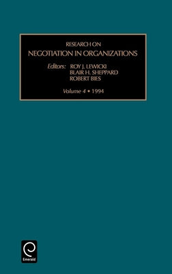 Research on Negotiation in Organizations by Lewicki, Roy J.
