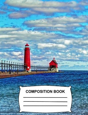 Lighthouse Composition Book: Graph Paper 4x4 Ocean View Notebook for school, class and office stationary by Firefly Journals