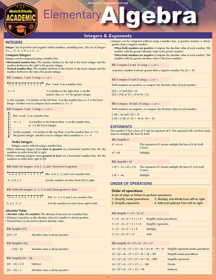 Elementary Algebra: A Quickstudy Laminated Reference Guide by Expolog LLC