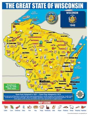 Wisconsin State Map for Students - Pack of 30 by Gallopade International