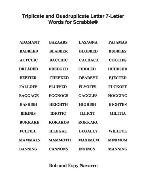 Triplicate and Quadruplicate Letter 7-Letter Words for Scrabble by Navarro, Bob and Espy