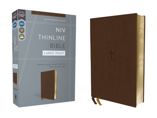 Niv, Thinline Bible, Large Print, Leathersoft, Brown, Red Letter, Comfort Print by 