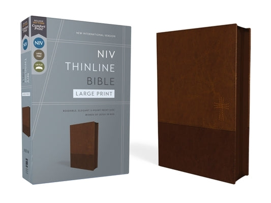 Niv, Thinline Bible, Large Print, Leathersoft, Brown, Zippered, Red Letter, Comfort Print by Zondervan