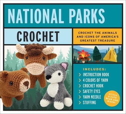 National Parks Crochet Kit: Crochet the Animals and Icons of America's Greatest Treasure - Includes: Instruction Book, 4 Colors of Yarn, Crochet Hook, by Kairis, Victoria