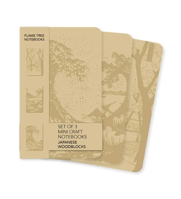 Japanese Woodblocks Set of 3 Mini Craft Notebooks by Flame Tree Studio