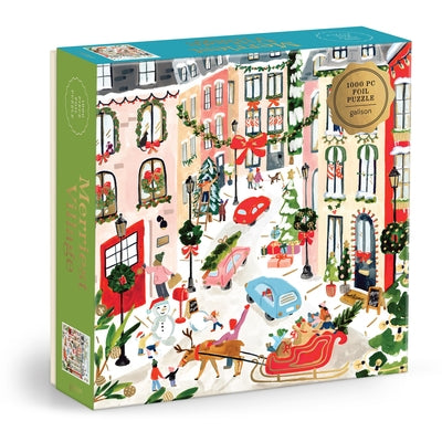 Merriest Village 1000 Piece Foil Puzzle by Galison, Galison