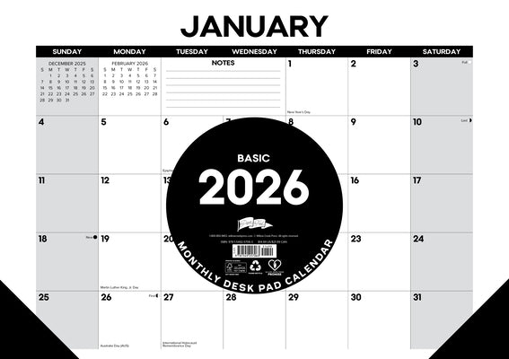 Basic 2026 17 X 12 Small Monthly Deskpad by Willow Creek Press