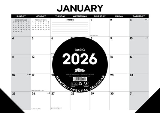 Basic 2026 17 X 12 Small Monthly Deskpad by Willow Creek Press