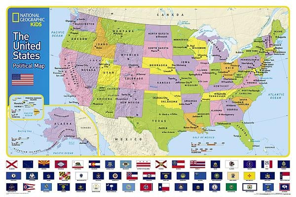 National Geographic United States for Kids Wall Map - Laminated (Poster Size: 36 X 24 In) by National Geographic Maps