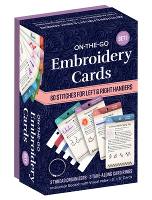 On-The-Go Embroidery Cards Set 1: 60 Stitches for Left & Right Handers, 3 Thread Organizers, 3 Take-Along Rings by Brown, Christen